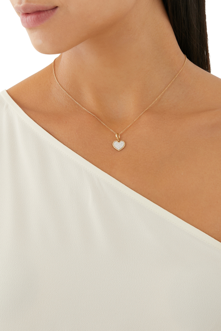 Pave Diamond Heart Plate Necklace